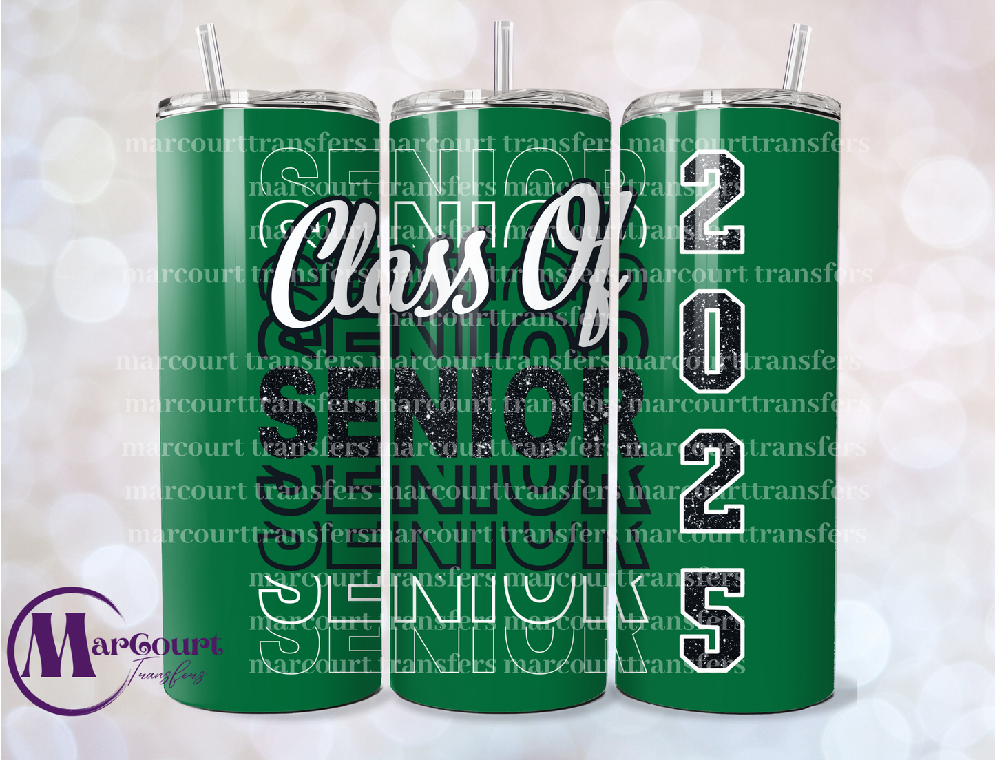 SENIOR 2025 BLACK AND DARK GREEN-20 OZ-UV DTF CUP WRAP