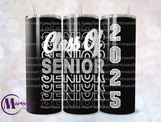 SENIOR 2025 BLACK AND SILVER-20 OZ-UV DTF CUP WRAP