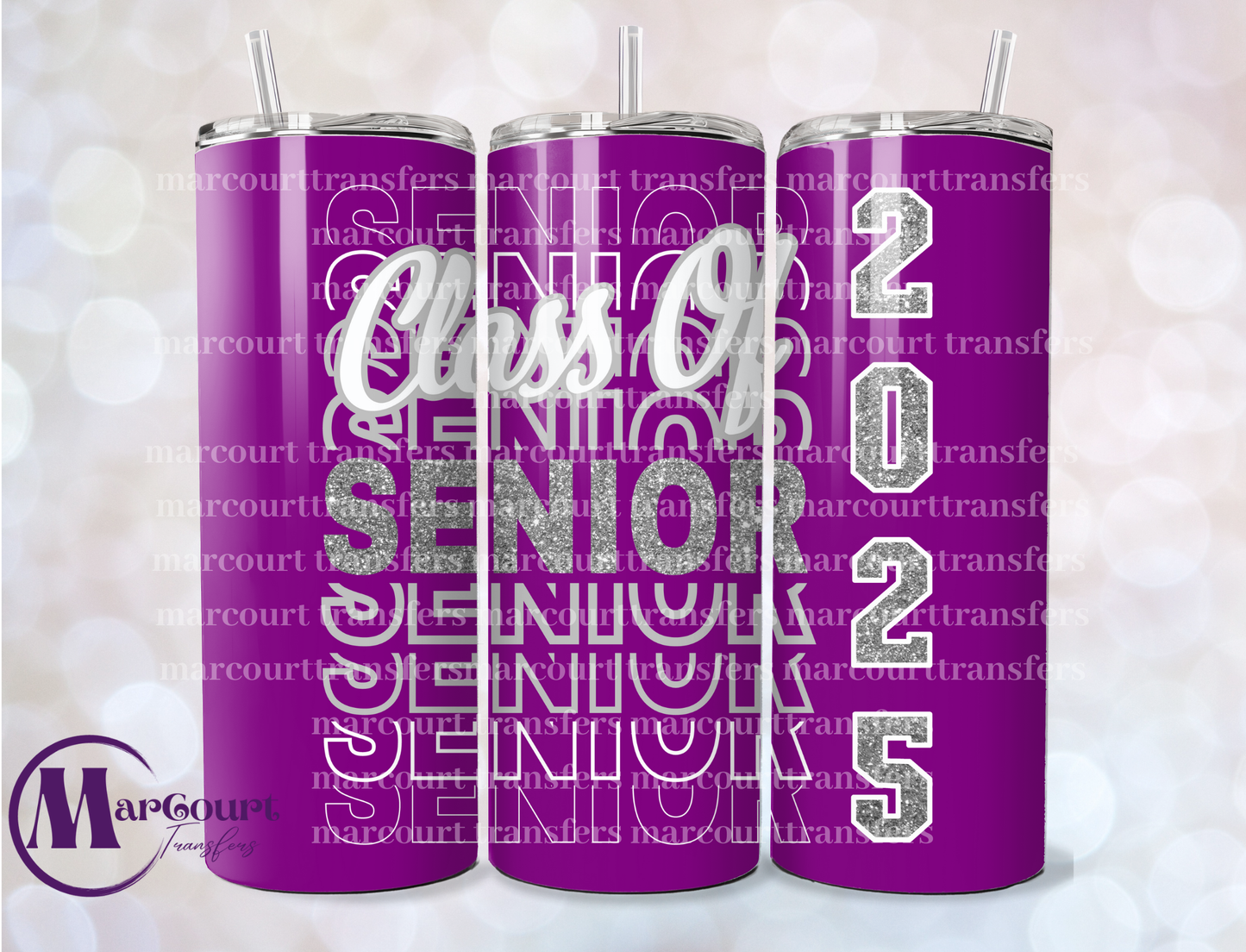 SENIOR 2025 PURPLE AND SILVER-20 OZ-UV DTF CUP WRAP
