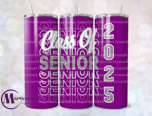 SENIOR 2025 PURPLE AND SILVER-20 OZ-UV DTF CUP WRAP