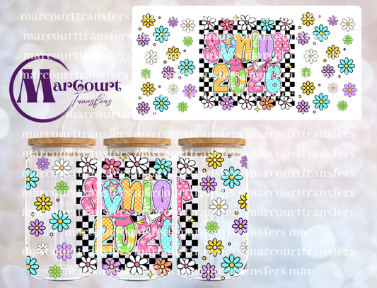 SENIOR 2026 CHECKERED FLORAL-16 0Z-UV DTF CUP WRAP