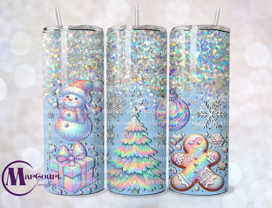 SEQUIN IRIDESCENT CHRISTMAS-SKINNY TUMBLER TRANSFER