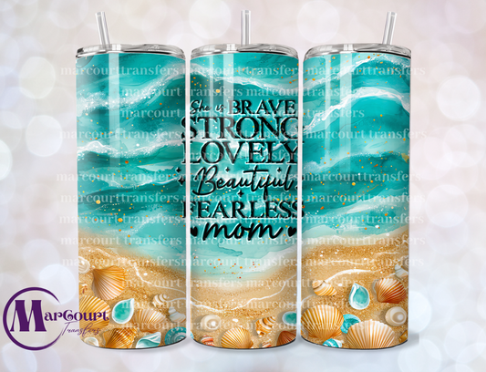 SHE IS MOM BEACH SCENE-SKINNY TUMBLER TRANSFER