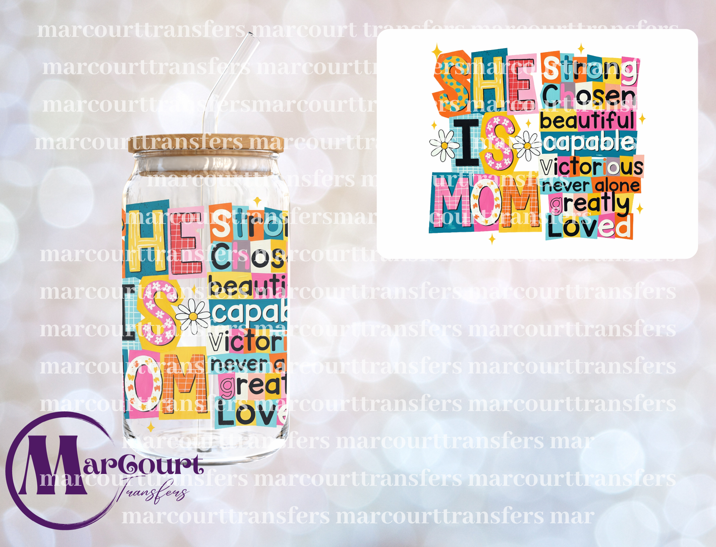 SHE IS STRONG MOM-DECAL-UV DTF CUP WRAP