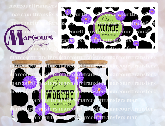 SHE IS WORTHY PROVERBS 31-16 0Z-UV DTF CUP WRAP