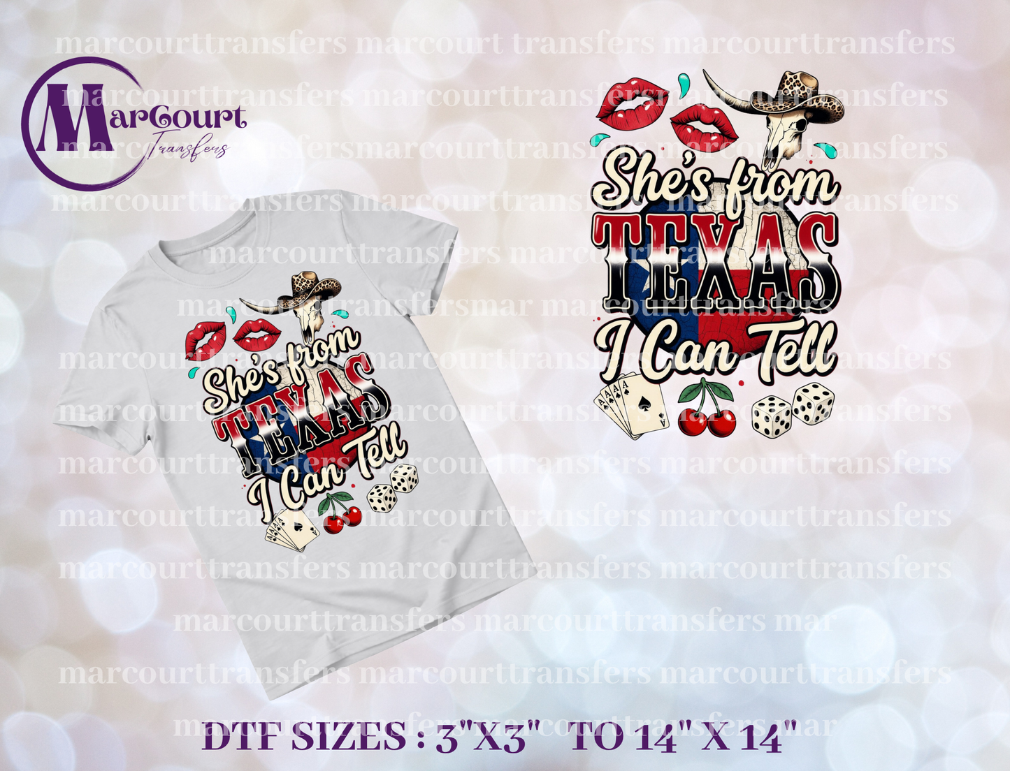 DTF-SHES FROM TEXAS I CAN TELL CARDS AND DICE