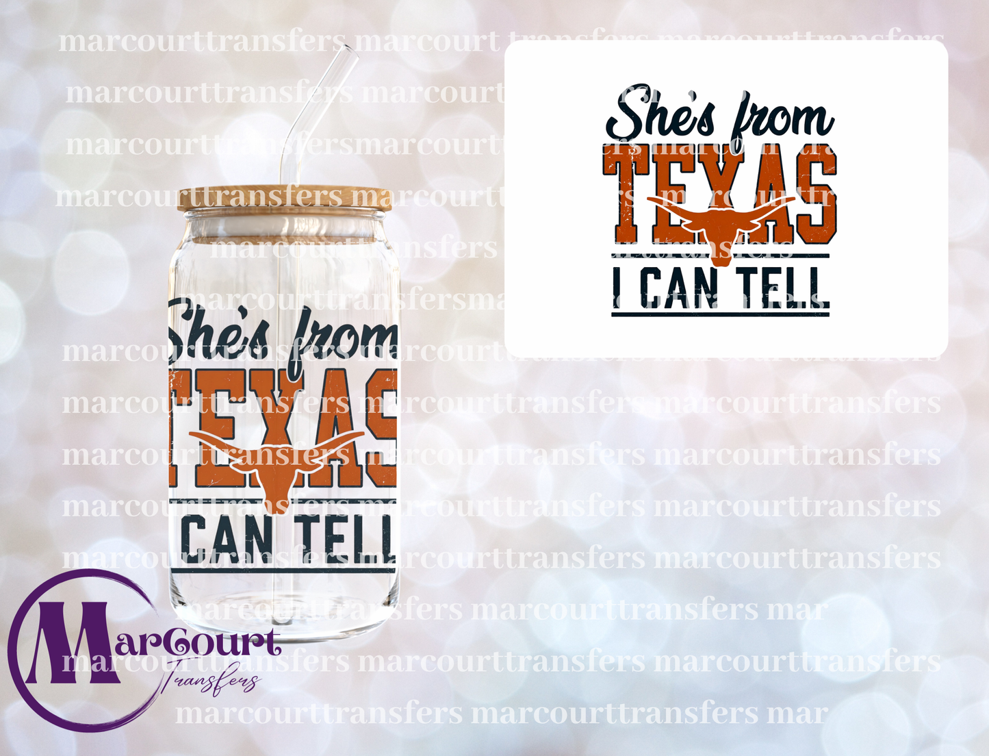 SHES FROM TEXAS LONGHORNS-UV DTF CUP WRAP