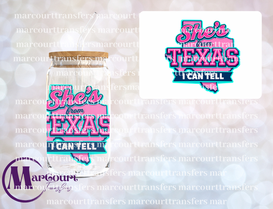 SHES FROM TEXAS PINK-UV DTF CUP WRAP