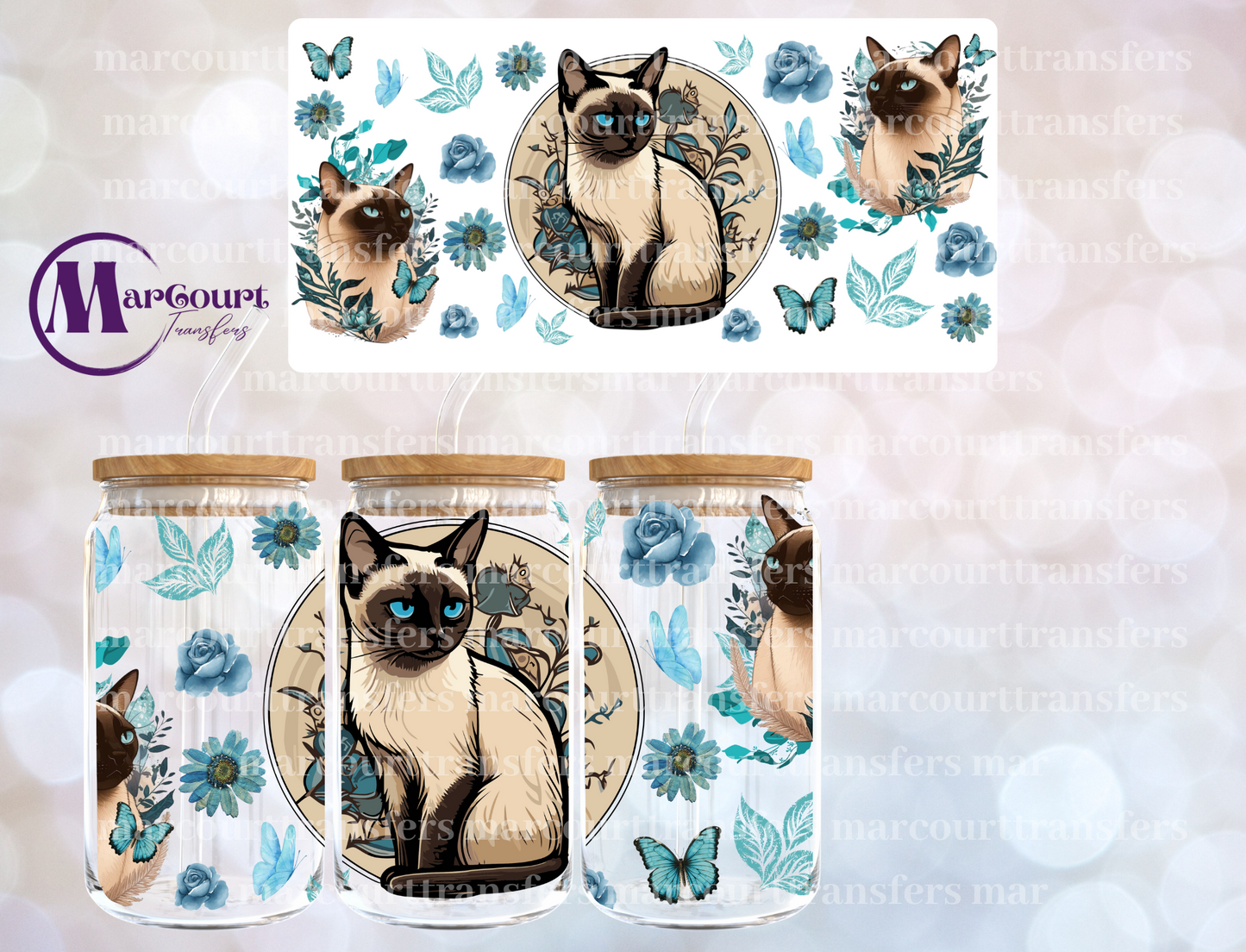 SIAMESE CAT-16 0Z-UV DTF CUP WRAP