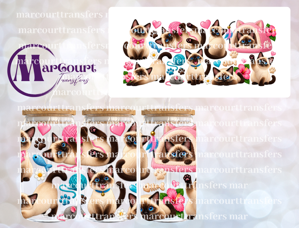 SIAMESE CAT-16 0Z-UV DTF CUP WRAP
