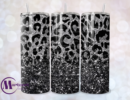 SILVER AND BLACK LEOPARD GLITTER-VINYL SKINNY TRANSFER