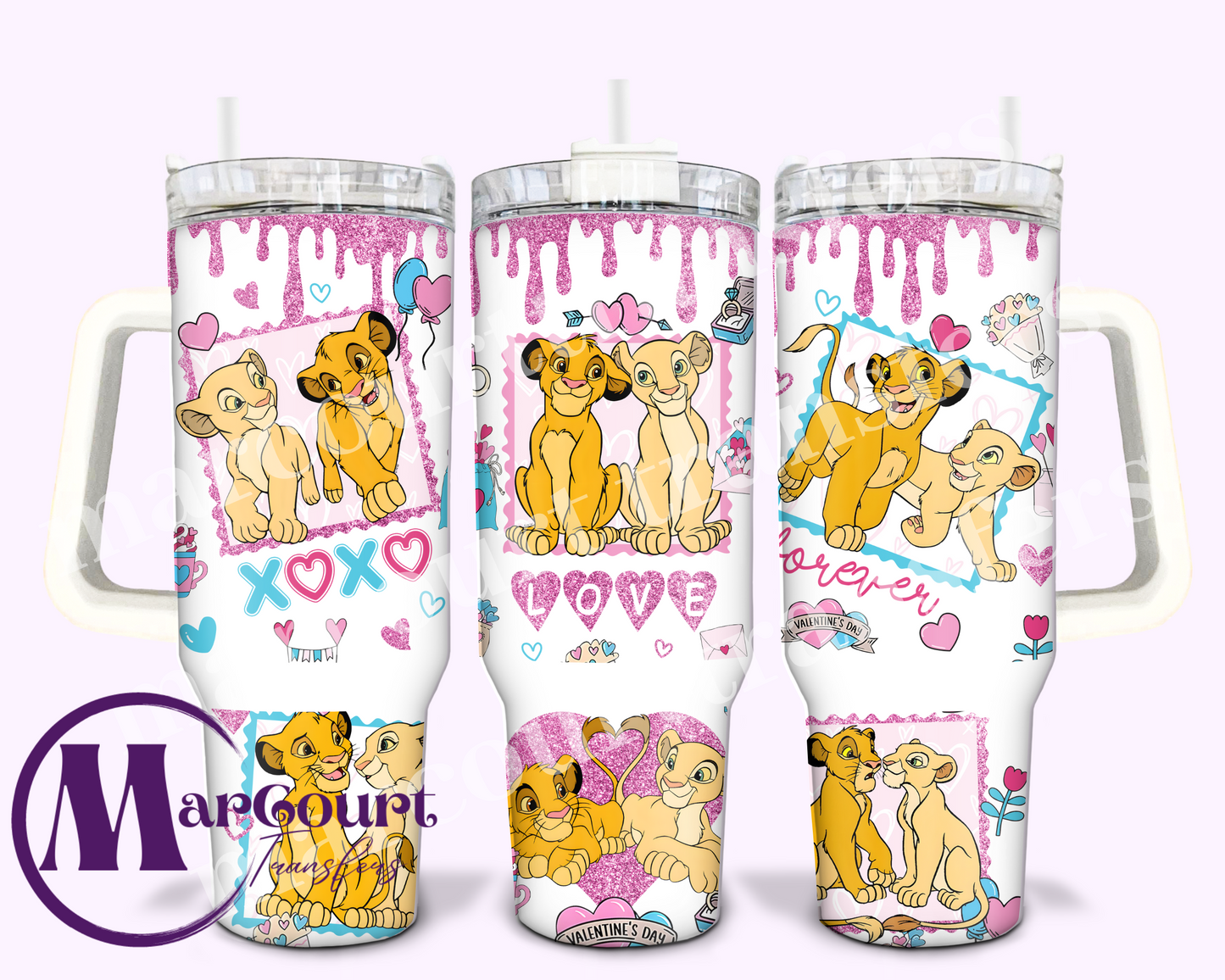 SIMBA AND NALA VALENTINE-40 0Z-UV DTF CUP WRAP