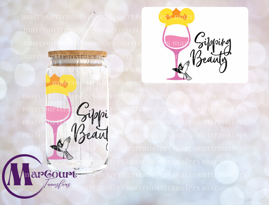 SIPPING BEAUTY-DECAL-UV DTF CUP WRAP