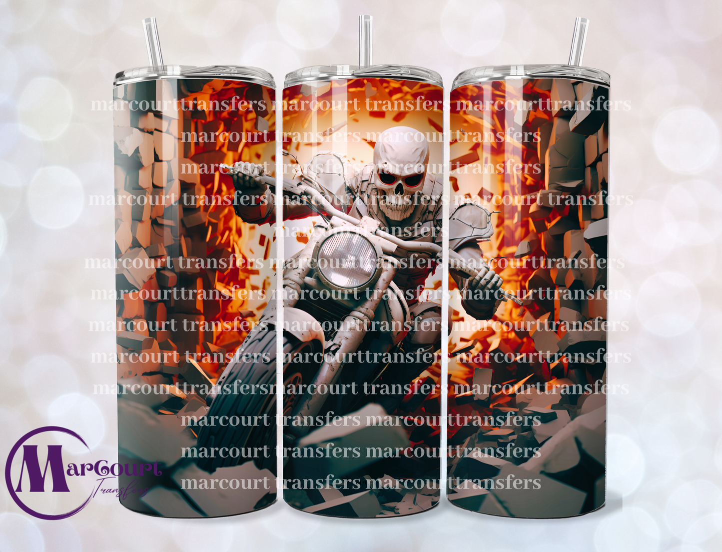 SKELETON BIKE CRASHING-20 OZ-UV DTF CUP WRAP