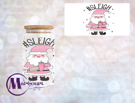 #SLEIGH PINK SANTA WITH TUMBLER-UV DTF CUP WRAP