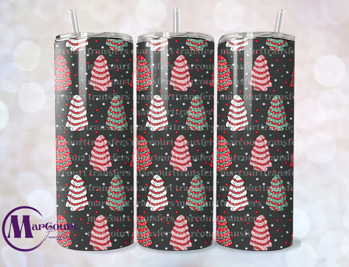 SNACK CAKES BLACK BACKGROUND-SKINNY TUMBLER TRANSFER