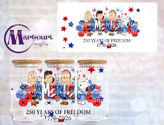 SNOOPY AMERICA 250 YEARS OF FREEDOM-16 0Z-UV DTF CUP WRAP
