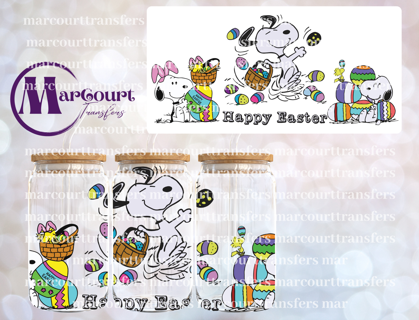 SNOOPY EASTER-16 0Z-UV DTF CUP WRAP