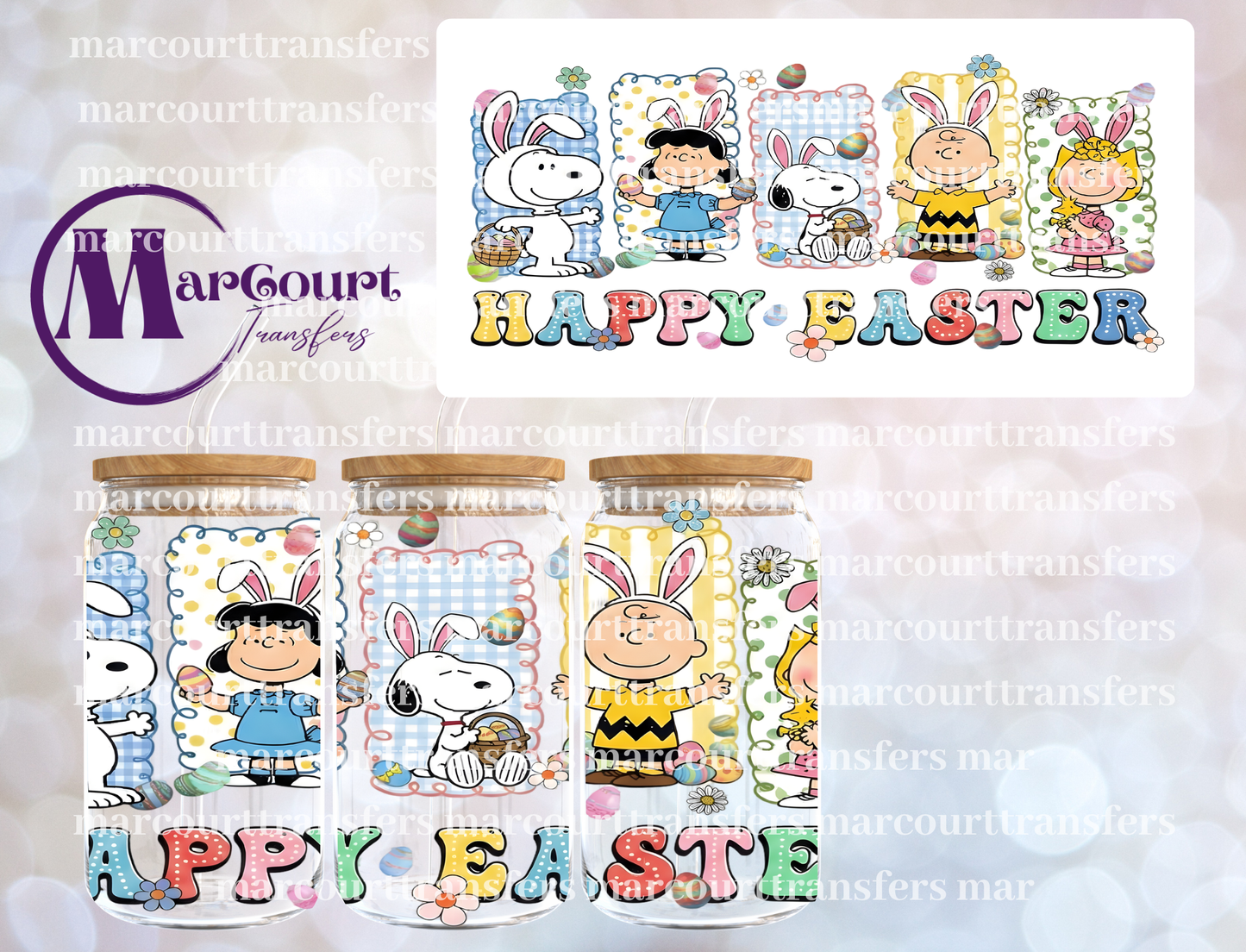 SNOOPY GANG EASTER-16 0Z-UV DTF CUP WRAP