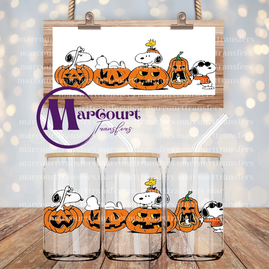 SNOOPY PUMPKINS-16 0Z-UV DTF CUP WRAP