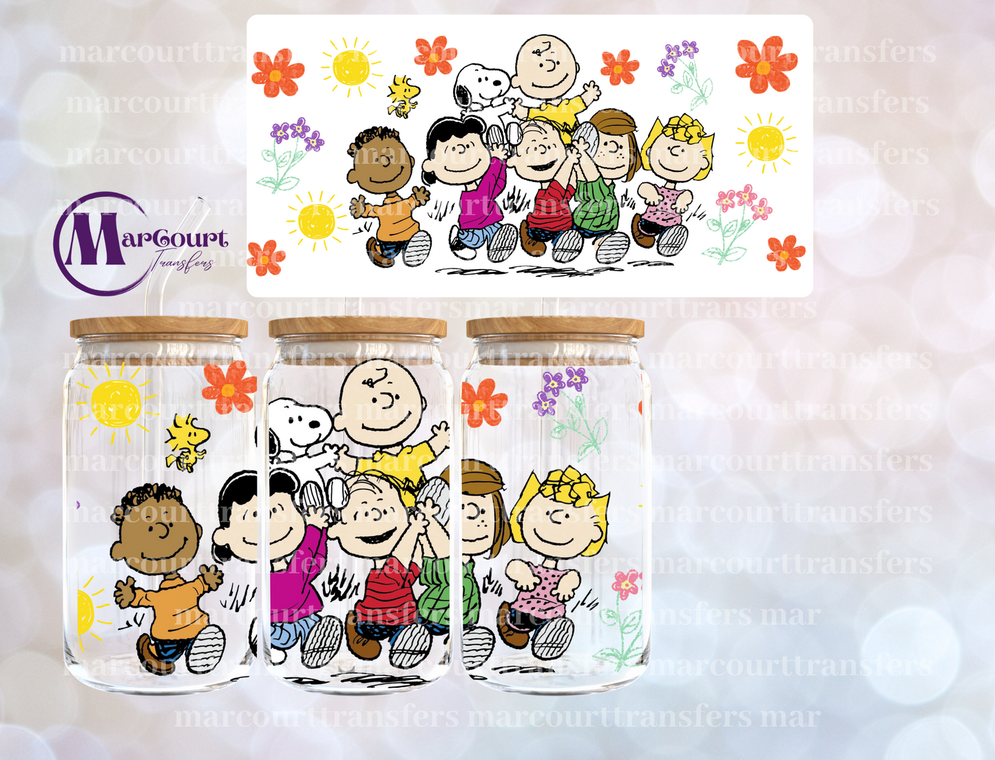 SNOOPY AND GANG-16 0Z-UV DTF CUP WRAP