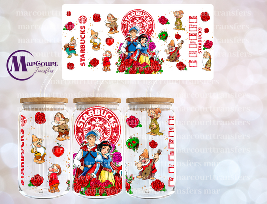 SNOW WHITE STARBUCKS 2-16 0Z-UV DTF CUP WRAP