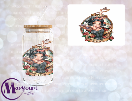 SNOW WHITE TATTOO-DECAL-UV DTF CUP WRAP