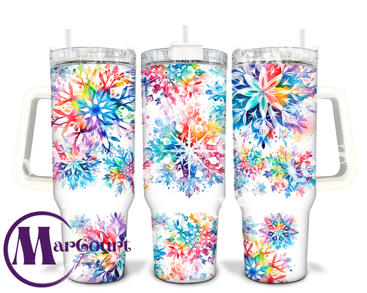 SNOWFLAKES COLORFUL-40 0Z-UV DTF CUP WRAP