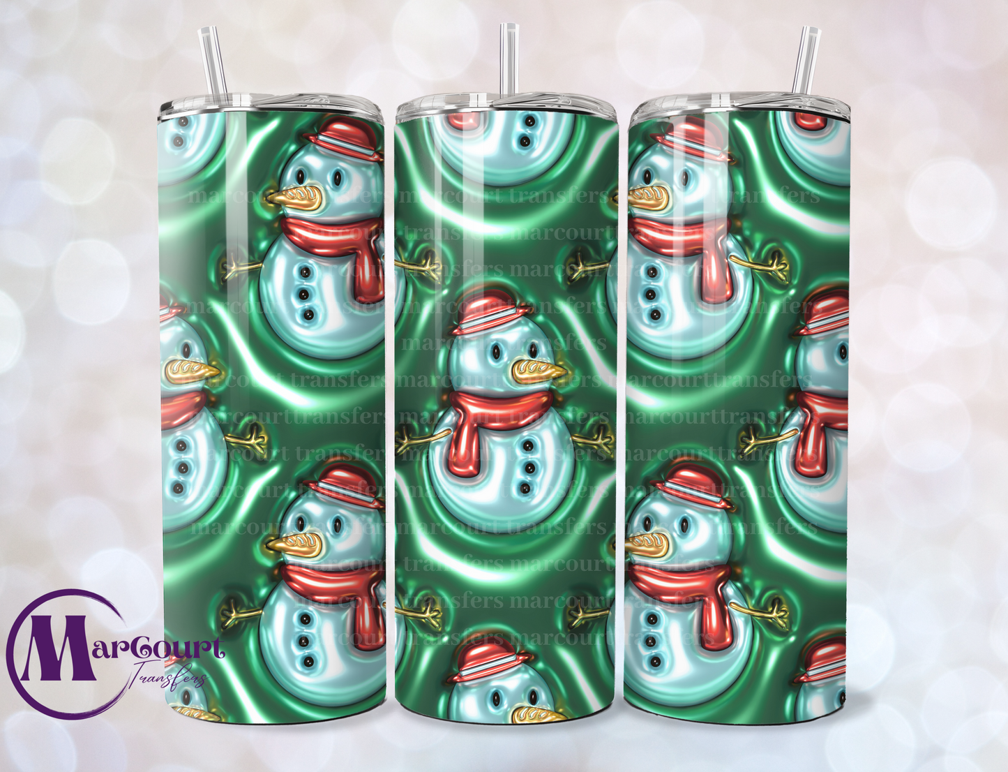 SNOWMAN INFLATED-SKINNY TUMBLER TRANSFER