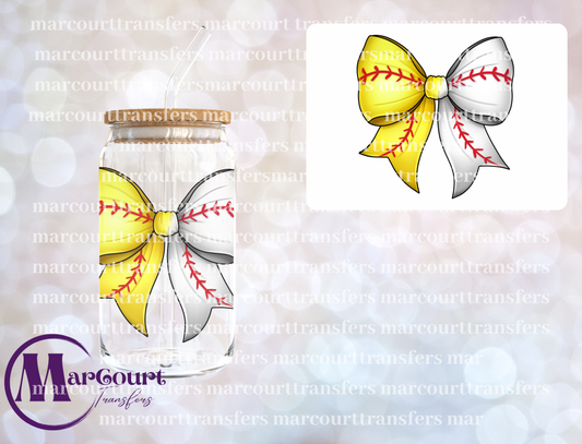 SOFTBALL BASEBALL COQUETTE BOW-DECAL-UV DTF CUP WRAP