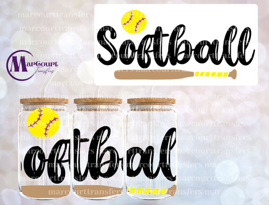 SOFTBALL BAT AND BALL-16 0Z-UV DTF CUP WRAP