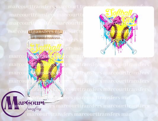 SOFTBALL DRIP GIRLS SOFTBALL-DECAL-UV DTF CUP WRAP