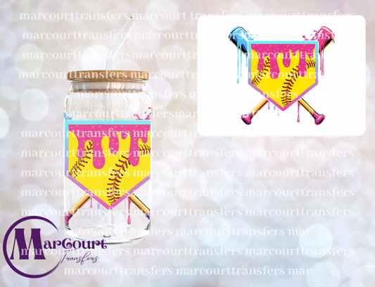 SOFTBALL DRIP GIRLS HOME PLATE-DECAL-UV DTF CUP WRAP