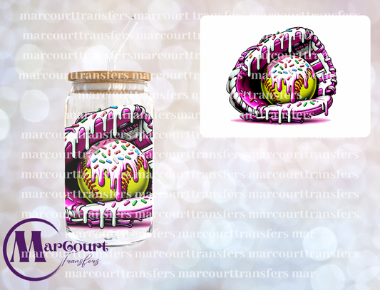 SOFTBALL DRIP ICE CREAM SPRINKLES GLOVE-DECAL-UV DTF CUP WRAP