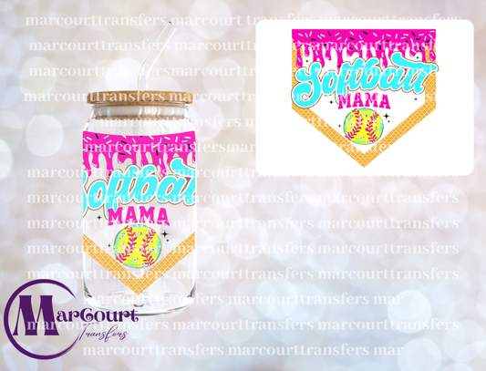 SOFTBALL MAMA DRIP ICE CREAM-DECAL-UV DTF CUP WRAP
