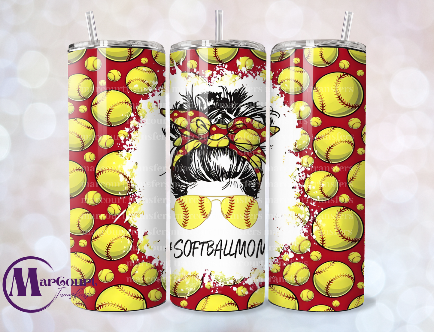 SOFTBALL MOM-SKINNY TUMBLER TRANSFER