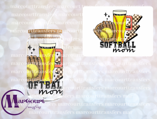 SOFTBALL MOM GLOVES TUMBLER-DECAL-UV DTF CUP WRAP