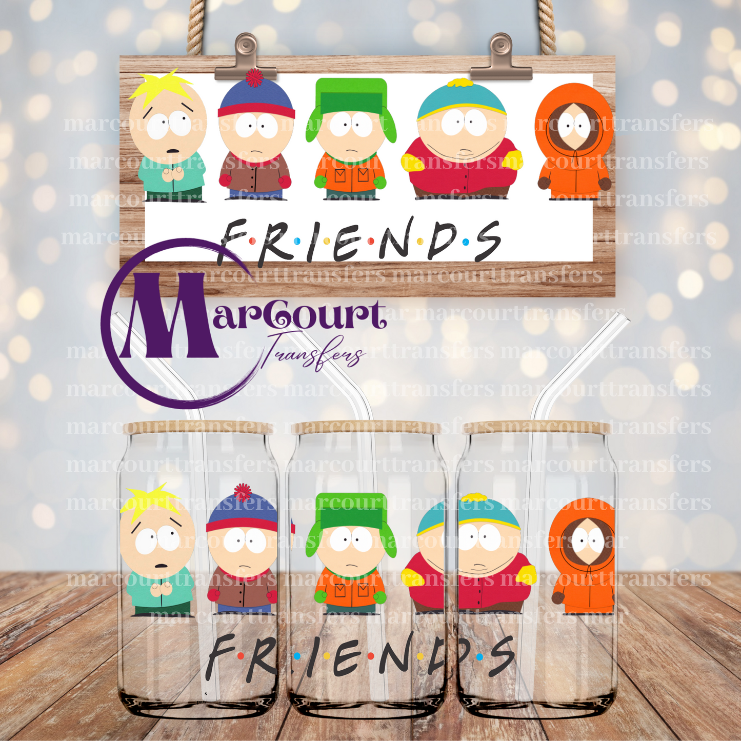 SOUTH PARK FRIENDS-16 0Z-UV DTF CUP WRAP