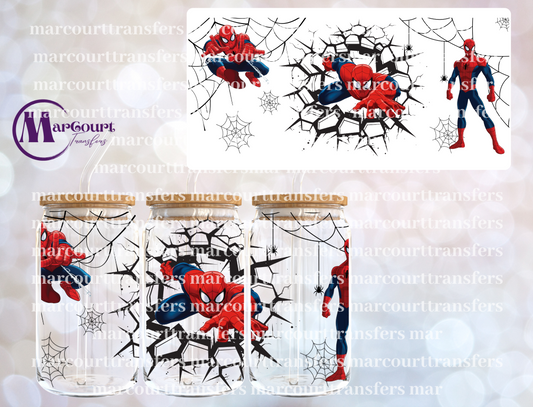 SPIDERMAN CRASHING THRU-16 0Z-UV DTF CUP WRAP