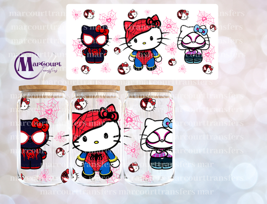 KITTY IN SPIDEY COSTUME -16 0Z-UV DTF CUP WRAP