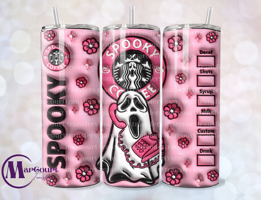 SPOOKY COFFEE PINK-SKINNY TUMBLER TRANSFER