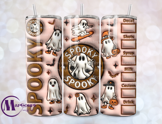 SPOOKY SPOOKY GHOST STARBUCKS INFLATED-SKINNY TUMBLER TRANSFER