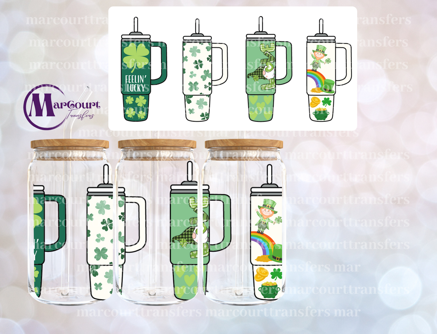 ST. PATRICKS DAY TUMBLERS-16 0Z-UV DTF CUP WRAP