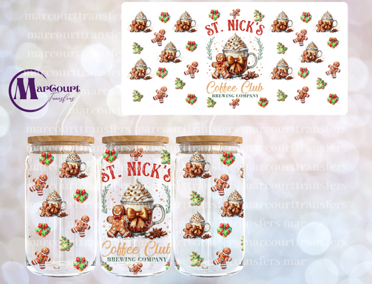 ST. NICK'S COFFEE CLUB-16 0Z-UV DTF CUP WRAP