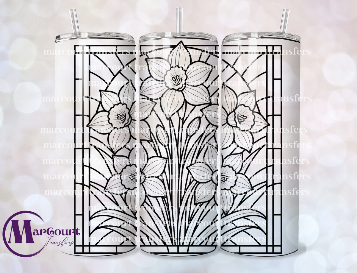 STAIN GLASS FLOWERS-20 OZ-UV DTF CUP WRAP