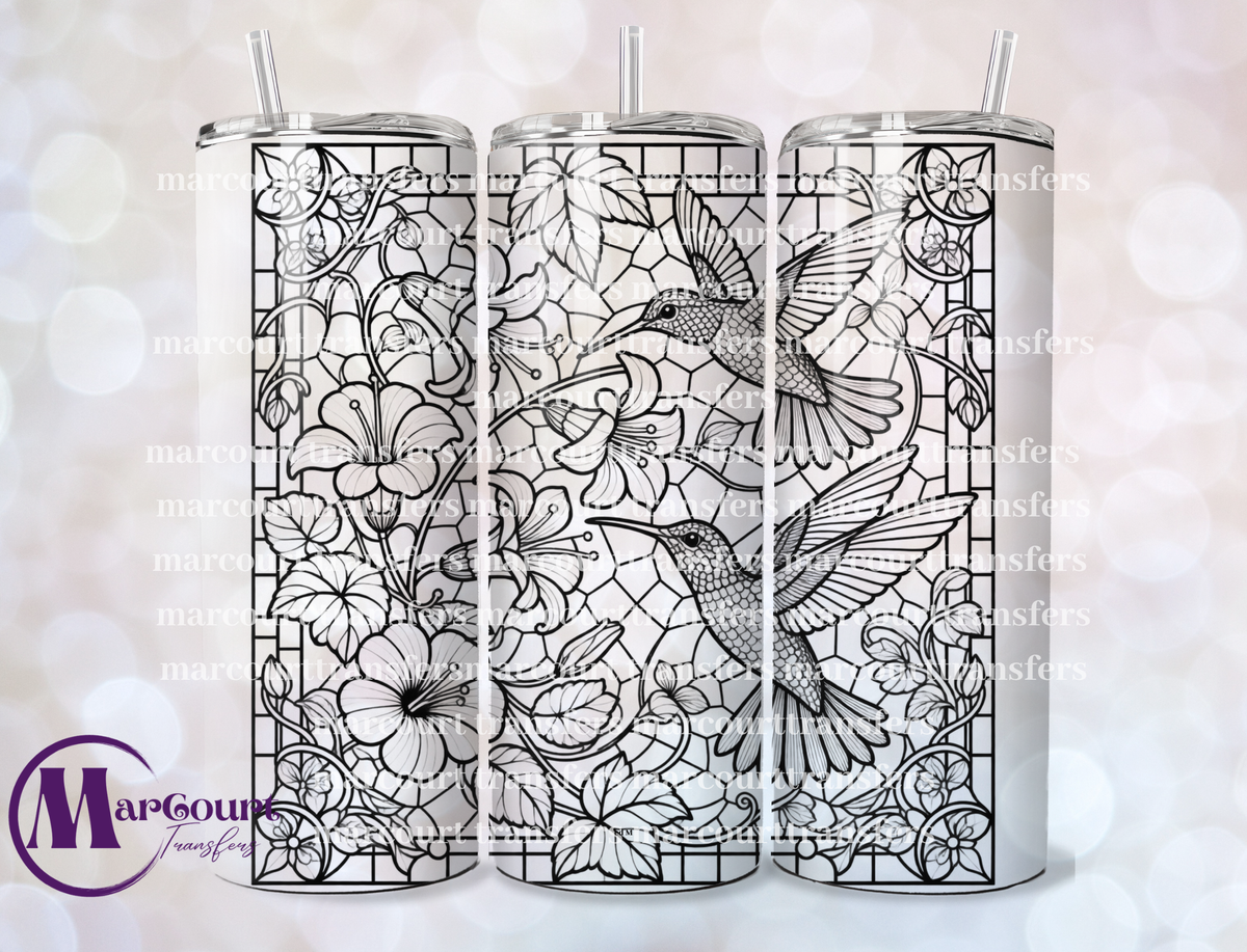 STAIN GLASS HUMMINGBIRD-SKINNY TUMBLER TRANSFER (SUBLIMATION)