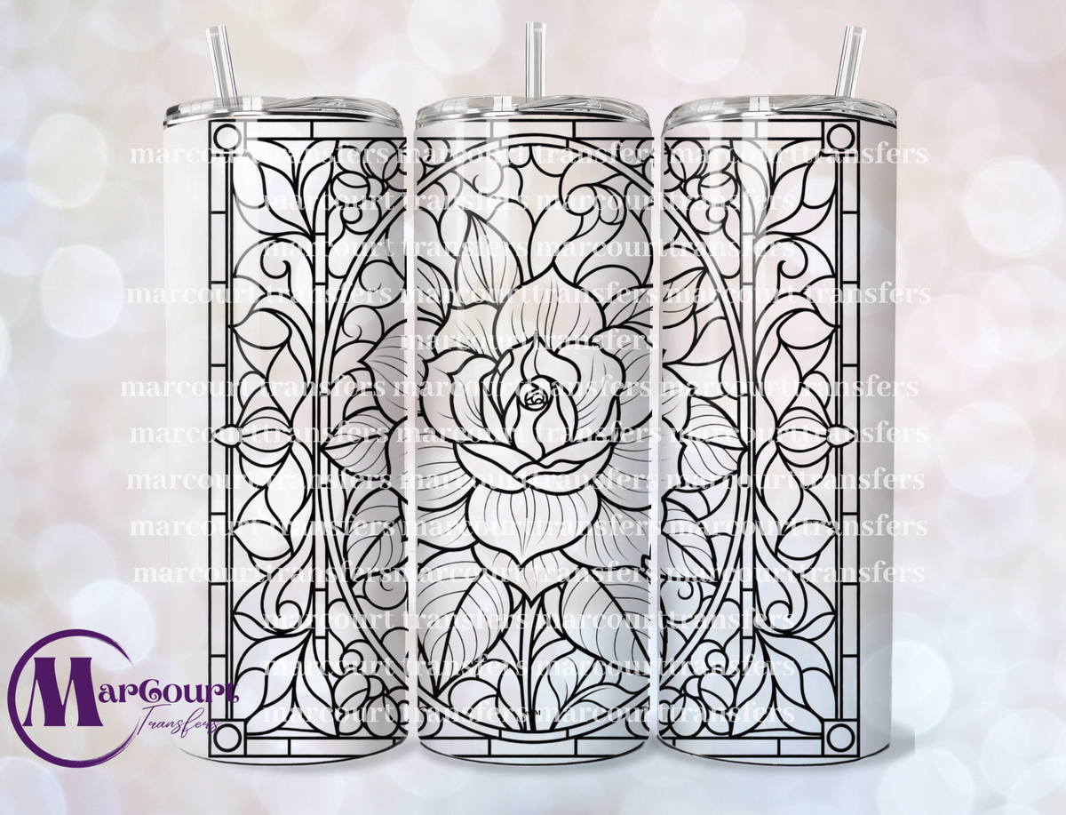 STAIN GLASS ROSE-SKINNY TUMBLER TRANSFER (SUBLIMATION)