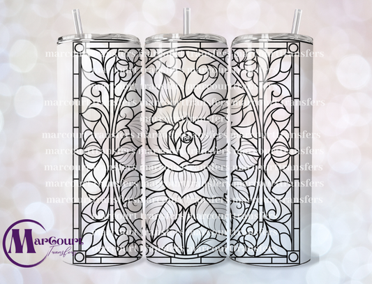 STAIN GLASS ROSE-SKINNY TUMBLER TRANSFER (SUBLIMATION)
