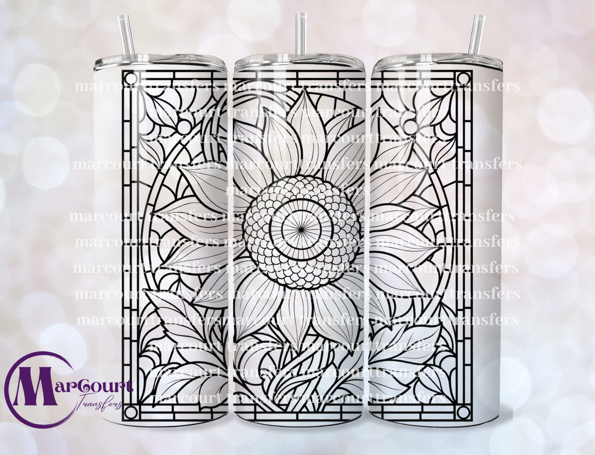 STAIN GLASS SUNFLOWER-SKINNY TUMBLER TRANSFER (SUBLIMATION)