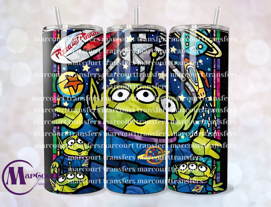 STAINED GLASS ALIENS-SKINNY TUMBLER TRANSFER